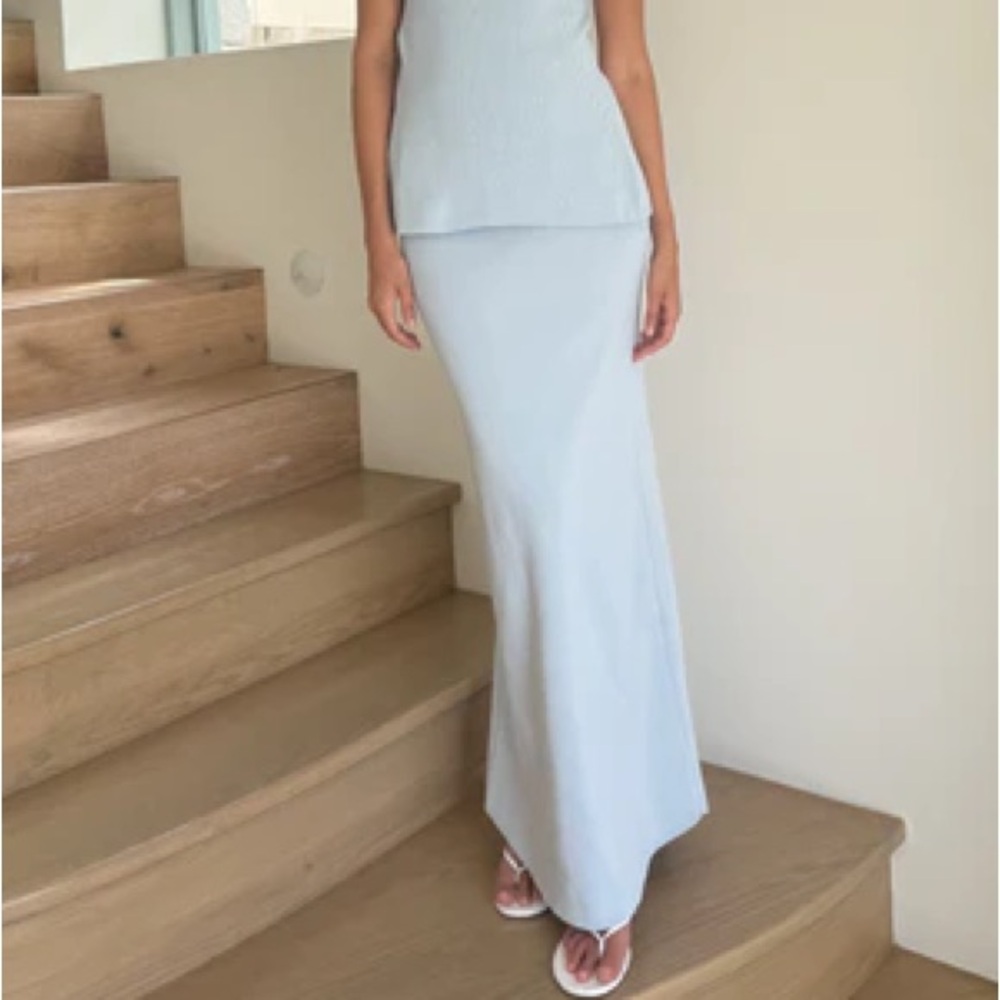 Meshki Maxine Knit Maxi Skirt - Light Blue